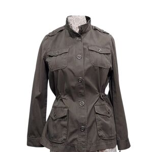 NWT Liz Claiborne green jacket with drawstring waist size M wdmuc977